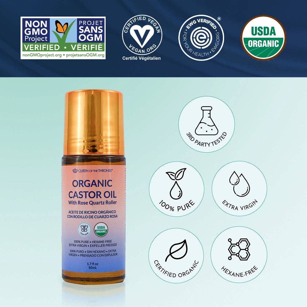 Organic Castor Oil Roll-On 1.7oz Case (1 unit)