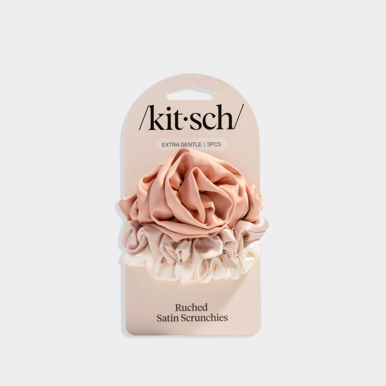 Rosette Ruched Satin Scrunchies 3pc Set - Terracotta