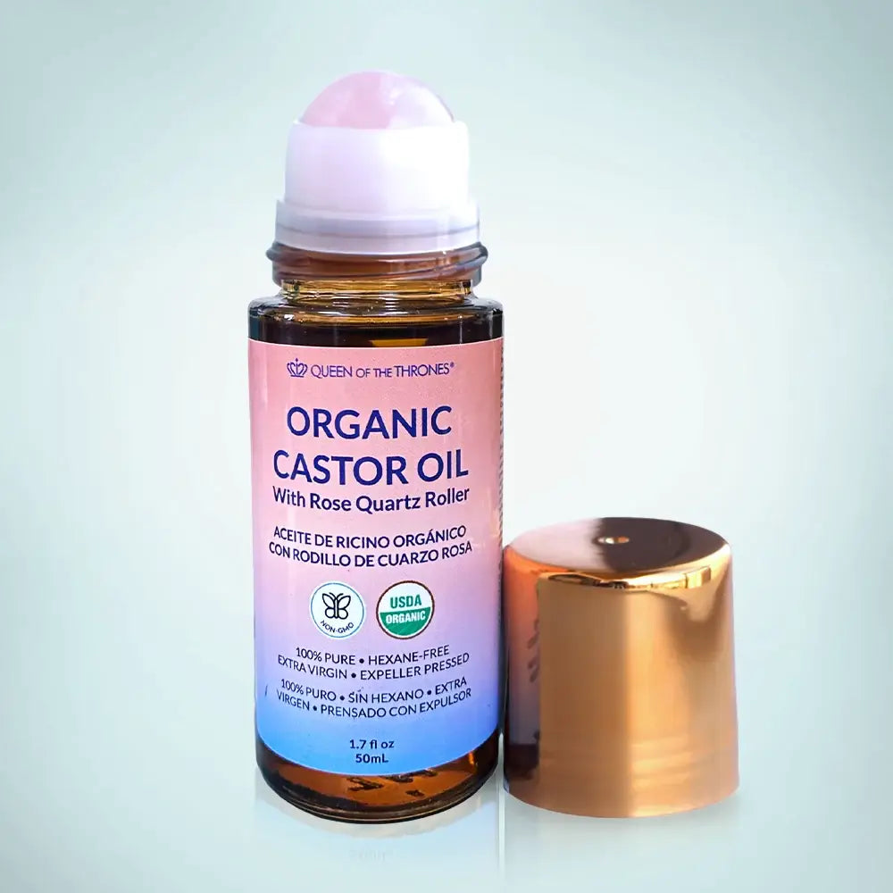 Organic Castor Oil Roll-On with Rose Quartz 1.7oz (50ml) (case of 3)