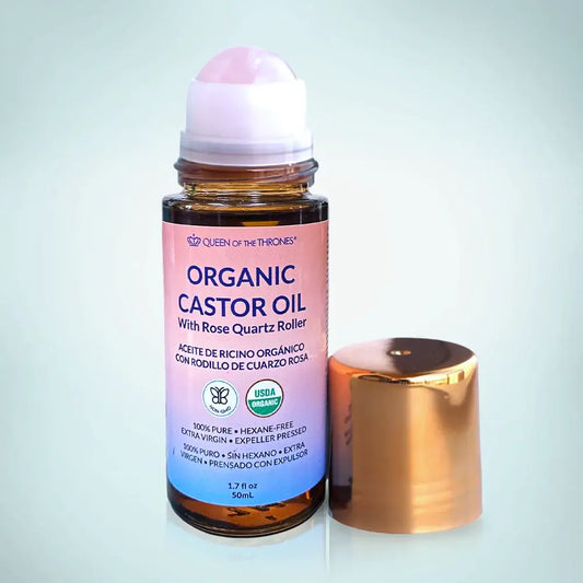 Organic Castor Oil Roll-On with Rose Quartz 1.7oz (50ml) (case of 3)