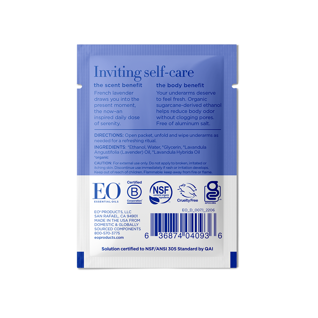 French Lavender Natural Deodorant Wipes Case Pack of 12