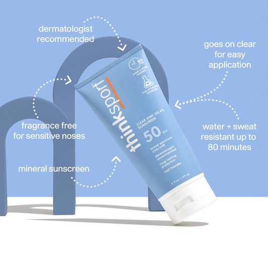 Think Sport SPF 50 Clear Zinc Sunscreen (6oz), EWG Verified